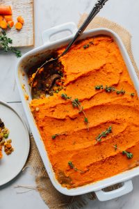Curried lentils with pumpkin topping