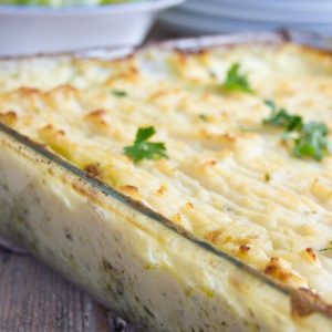 Hake cottage pie with cauli mash (Banting)