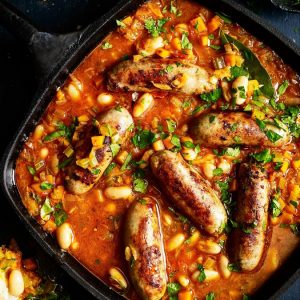 Pork sausage, chicken and bean cassoulet