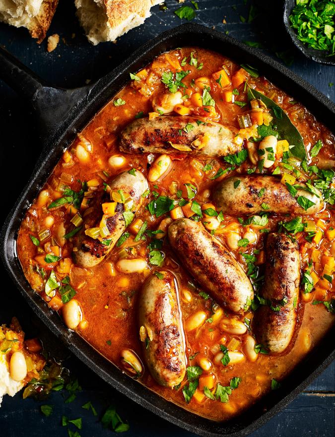 Pork sausage, chicken and bean cassoulet Lemon and Thyme